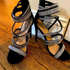 Rhinestone Black Heels